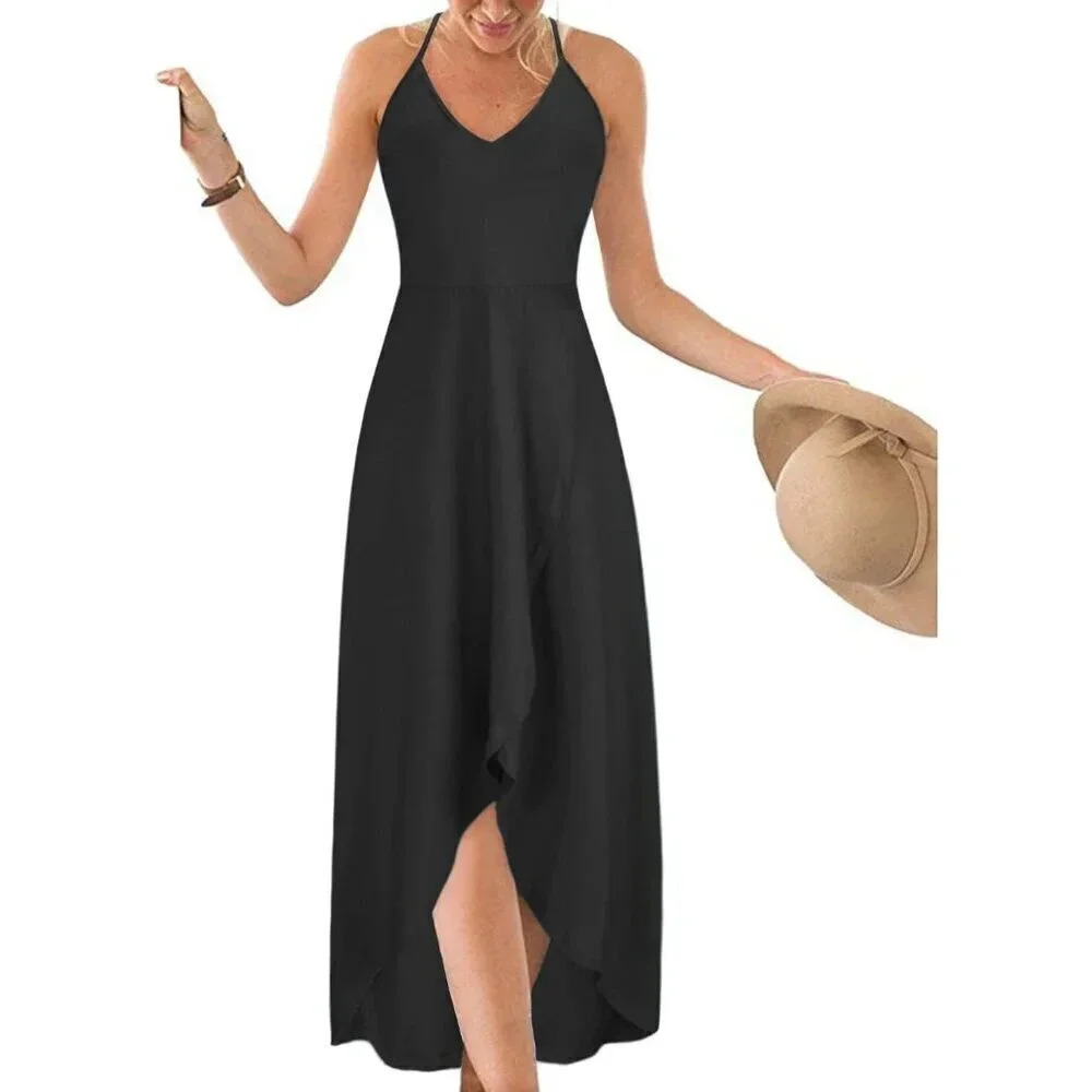 Summer Dress Women Trendy 2024 V Neck Sleeveless Casual